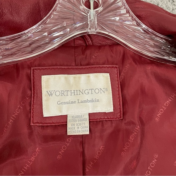 Worthington Genuine Lambskin Leather Jacket Womens XL Red Full Zip - Picture 7 of 11